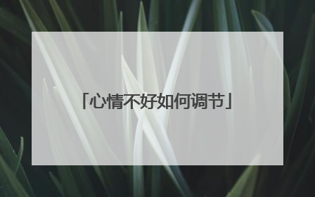 心情不好如何调节