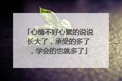 心情不好心累的说说 长大了，承受的多了，学会的也就多了
