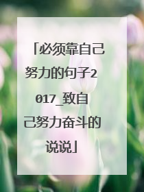必须靠自己努力的句子2017_致自己努力奋斗的说说