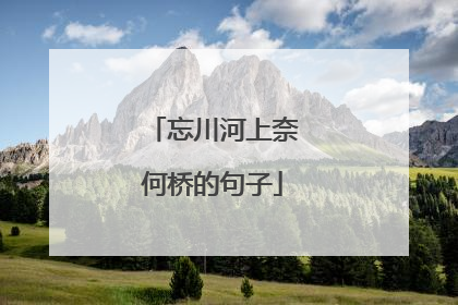 忘川河上奈何桥的句子