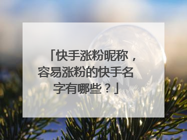快手涨粉昵称，容易涨粉的快手名字有哪些？