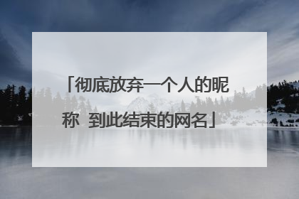 彻底放弃一个人的昵称 到此结束的网名