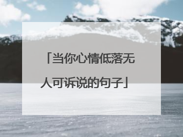 当你心情低落无人可诉说的句子