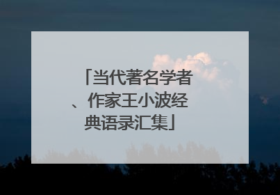 当代著名学者、作家王小波经典语录汇集