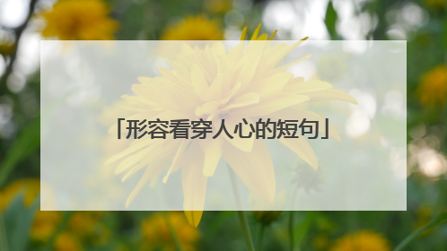形容看穿人心的短句