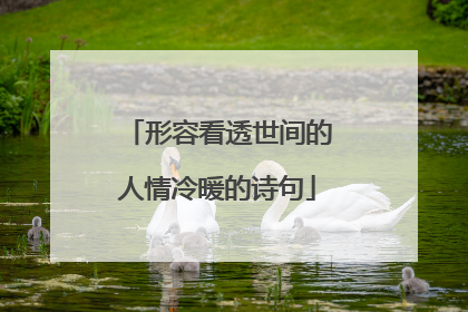形容看透世间的人情冷暖的诗句