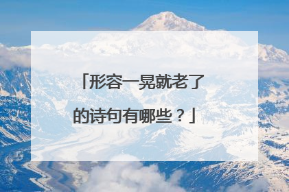 形容一晃就老了的诗句有哪些？