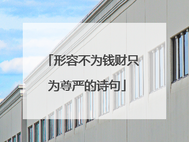 形容不为钱财只为尊严的诗句