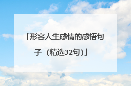 形容人生感情的感悟句子 (精选32句)
