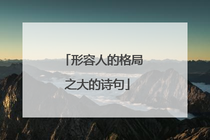 形容人的格局之大的诗句
