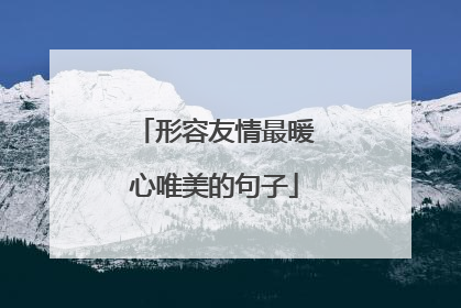 形容友情最暖心唯美的句子