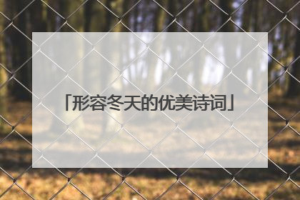 形容冬天的优美诗词