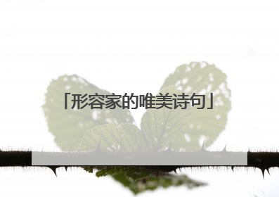 形容家的唯美诗句