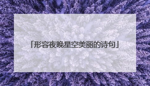 形容夜晚星空美丽的诗句
