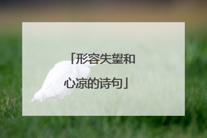 形容失望和心凉的诗句