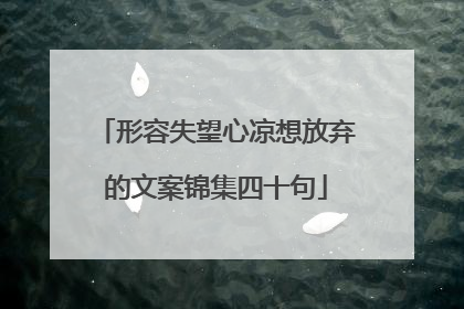 形容失望心凉想放弃的文案锦集四十句