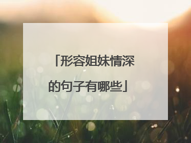 形容姐妹情深的句子有哪些