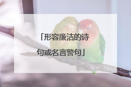 形容廉洁的诗句或名言警句