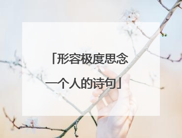形容极度思念一个人的诗句
