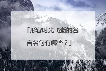 形容时光飞逝的名言名句有哪些？