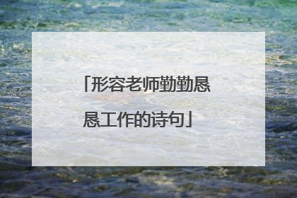 形容老师勤勤恳恳工作的诗句
