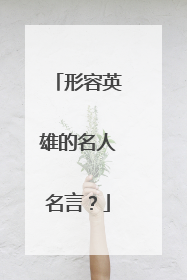 形容英雄的名人名言?