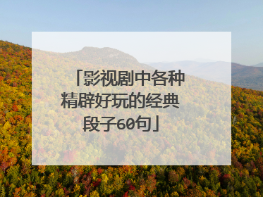 影视剧中各种精辟好玩的经典段子60句