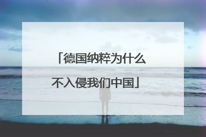 德国纳粹为什么不入侵我们中国