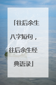 往后余生八字短句,往后余生经典语录