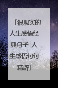 很现实的人生感悟经典句子 人生感悟句句精辟