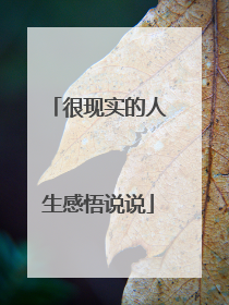 很现实的人生感悟说说