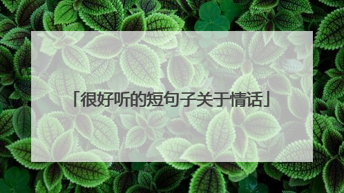 很好听的短句子关于情话