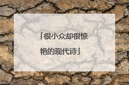很小众却很惊艳的现代诗