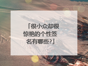 很小众却很惊艳的个性签名有哪些?