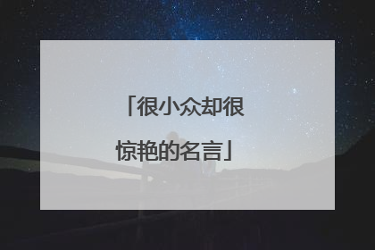 很小众却很惊艳的名言
