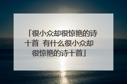很小众却很惊艳的诗十首 有什么很小众却很惊艳的诗十首
