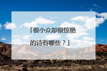 很小众却很惊艳的诗有哪些?