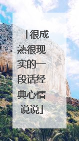 很成熟很现实的一段话经典心情说说