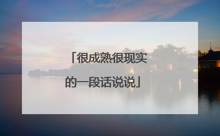 很成熟很现实的一段话说说