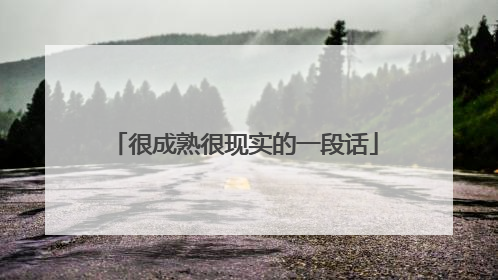 很成熟很现实的一段话