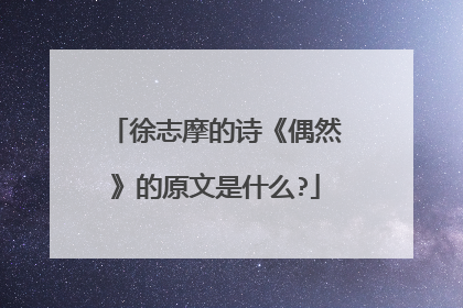徐志摩的诗《偶然》的原文是什么?
