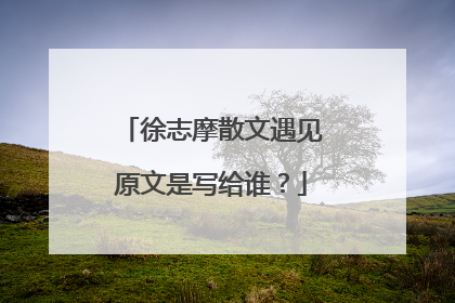 徐志摩散文遇见原文是写给谁?