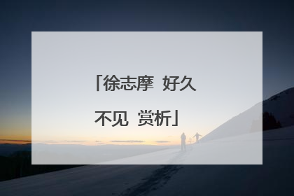 徐志摩 好久不见 赏析