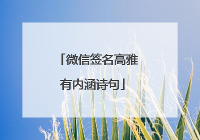 微信签名高雅有内涵诗句