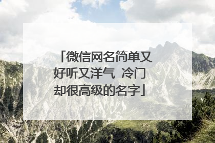 微信网名简单又好听又洋气 冷门却很高级的名字