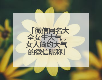 微信网名大全女生大气，女人简约大气的微信昵称