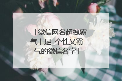 微信网名超拽霸气十足_个性又霸气的微信名字