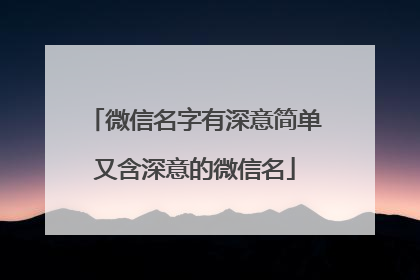 微信名字有深意简单又含深意的微信名