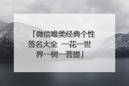 微信唯美经典个性签名大全 一花一世界一树一菩提