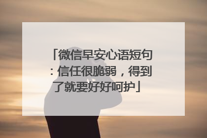微信早安心语短句：信任很脆弱，得到了就要好好呵护